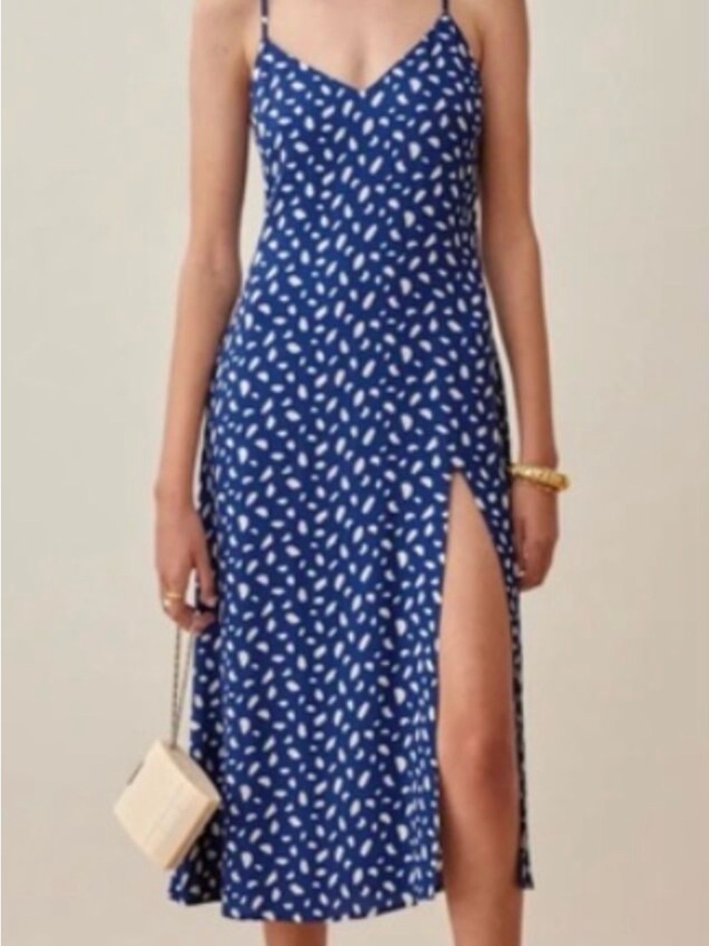 Reformation Juliette Dress Moray Print Blue Midi Slip Dress Romantic Size 4